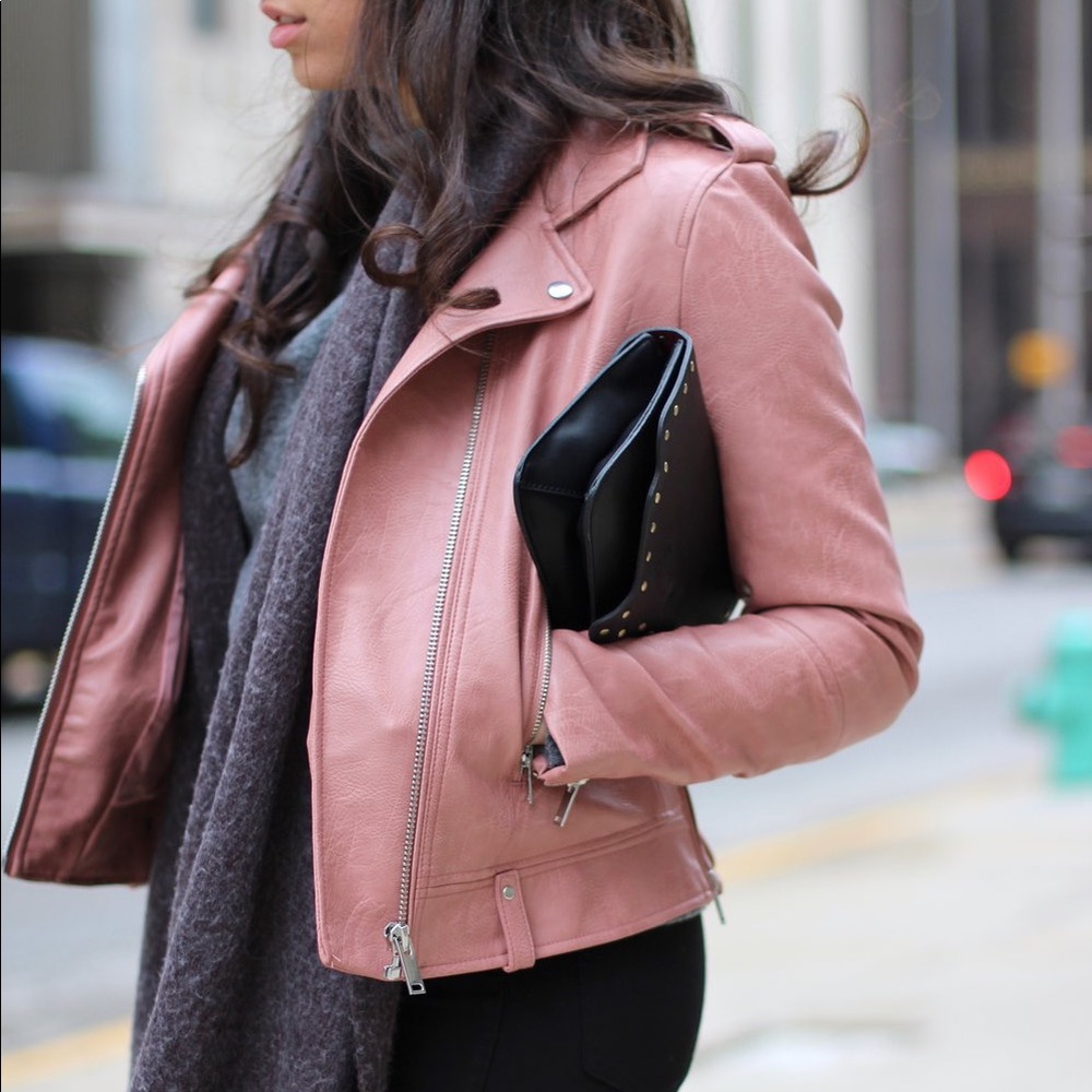 Mango Pink Faux Leather Jacket